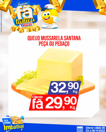 Queijo Mussarela Santana peca ou pedaco 1kg