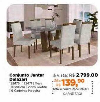 Lojas TaQi Conjunto jantar delazari oferta