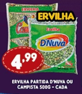 Supermercados Cristal Ervilha Partida D'Nuva ou Campista 500g cada oferta