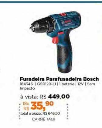 Lojas TaQi Furadeira parafusadeira bosch oferta