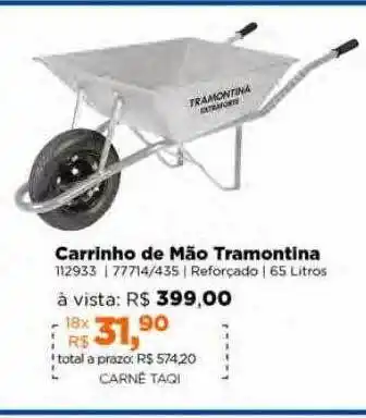 Lojas TaQi Carrinho de mão tramontina oferta
