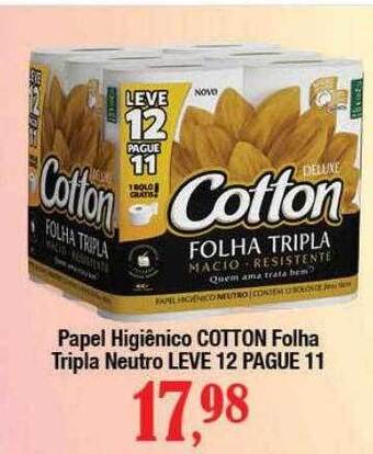Supermercados Unidos Papel higiênico cotton folha tripla neutro oferta