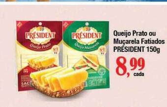 Supermercados Unidos Queijo prato ou muçarela fatiados président oferta
