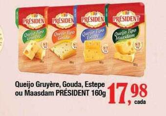 Supermercados Unidos Queijo gruyère gouda estepe ou maasdam président oferta