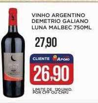 Apoio Mineiro Vinho argentino demetrio galiano luna malbec oferta