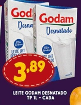 Supermercados Cristal Leite Godam Desnatado Tp 1L cada oferta