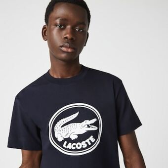 Lacoste Camiseta masculina em algodão com decote careca e logo estampado em 3d oferta