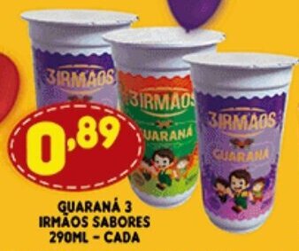 Supermercados Cristal Guarana 3 irmaos Sabores 290ml cada oferta