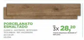 Redemac Porcelanato esmaltado classe a acetinado retificado teca imbuia 20 x 121 cm helena oferta