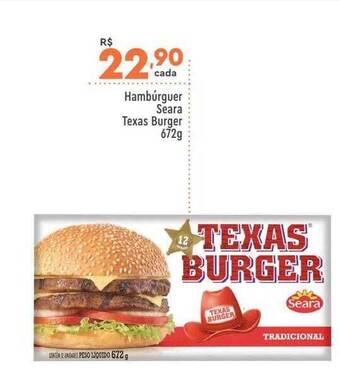 Supper Rissul Hambúrguer seara texas burger oferta