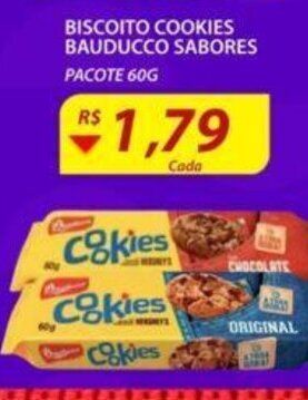 Assaí Atacadista Biscoito Cookies bauducco Sabores 60g oferta