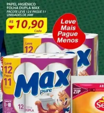 Assaí Atacadista Papel Higiénico Folha Dupla Max 30m leve 12 pague 11 oferta
