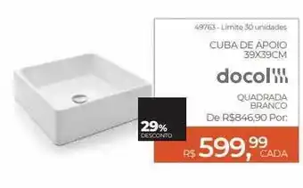 Cuba de apoio 39x39cm docol 29% desconto