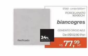 ABC da Construção Porcelanato 90x90cm biancogres 24% desconto oferta