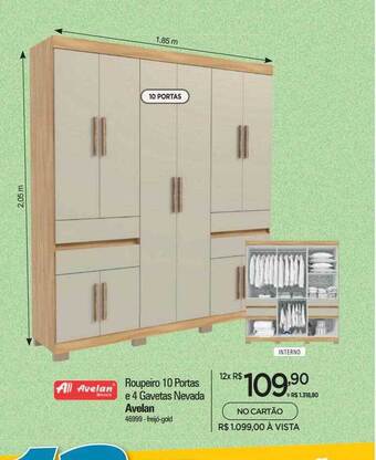 Zenir Roupeiro 10 portas e 4 gavetas nevada avelan oferta
