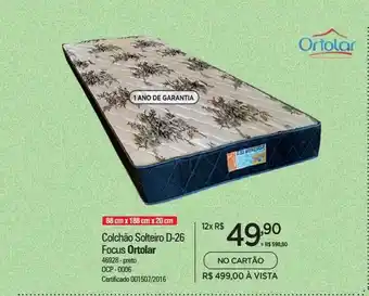 Zenir Colchão solteiro d-26 focus ortolar oferta