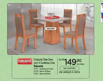 Zenir Conjunto sala sara com 4 cadeiras lívia tuboarte oferta