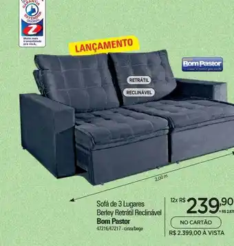 Zenir Sofá de 3 lugares berley retrátil reclinável bom pastor oferta