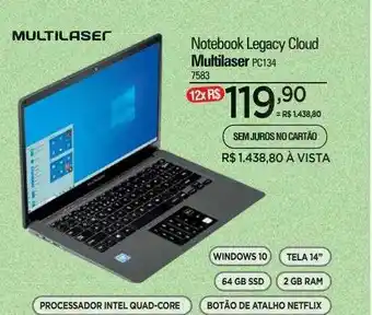 Notebook legacy cloud multilaser