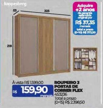 Lojas Certel Roupeiro 3 portas de correr flex kappesberg oferta