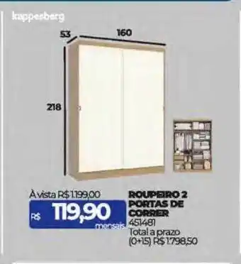 Lojas Certel Roupeiro 2 portas de correr kappesberg oferta