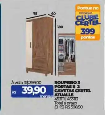 Lojas Certel Roupeiro 3 portas e 2 gavetas certel atualle oferta