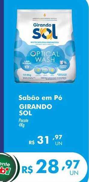 Sabão em pó girando sol