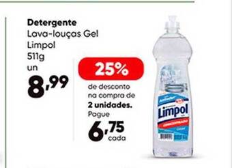 Detergente lava-louças gel limpol