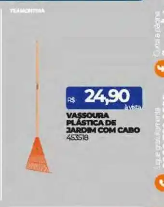 Lojas Certel Vassoura plástica de jardim com cabo tramontina oferta