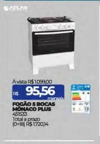 Fogão 5 bocas mônaco plus atlas
