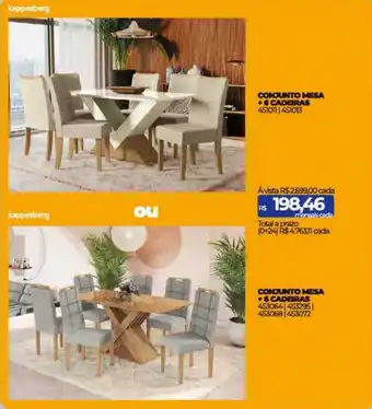 Lojas Certel Conjunto mesa + 6 cadeiras conjunto mesa + 6 cadeiras oferta