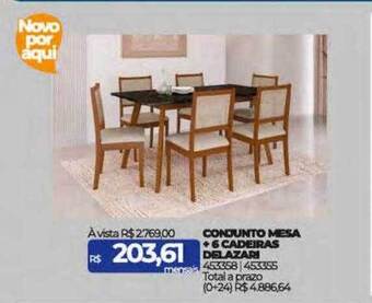 Lojas Certel Conjunto mesa + 6 cadeiras delazari oferta