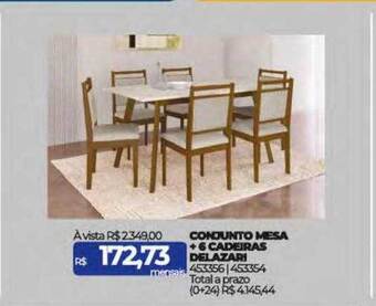 Lojas Certel Conjunto mesa + 6 cadeiras delazari oferta