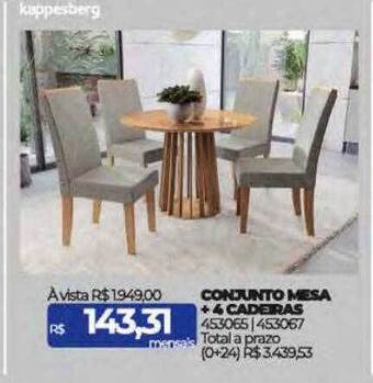 Lojas Certel Conjunto mesa + 4 cadeiras kappesberg oferta