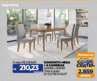Lojas Certel Conjunto mesa + 6 cadeiras kappesberg oferta