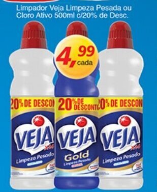 Supermercados Guanabara Limpador Veja Limpeza Pesada ou Cloro Ativo 500ml c/20% de Desc. oferta