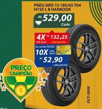 Assaí Atacadista Pneu Aro 15 185/65 T04 H735 L B Hankook oferta