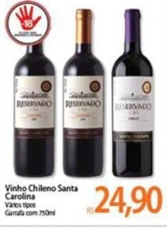 Atacadão Vinho Chileno Santa Carolina 750ml oferta