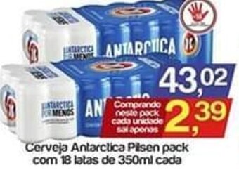 Supermercados Gricki Cerveja Antarctica Pilsen pack com 18 latas de 350ml cada oferta