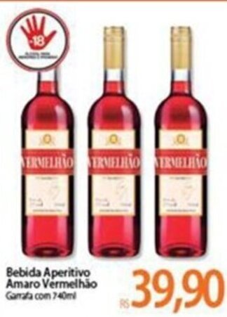 Atacadão Bebida Aperitivo Amaro Vermelhao 740ml oferta