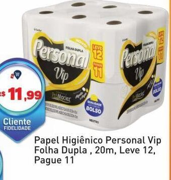 Tonin Superatacado Papel higiênico personal vip folha dupla , 20m, leve 12, pague 11 oferta