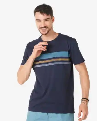 Camiseta masculina manga curta listras azul escuro pool by riachuelo