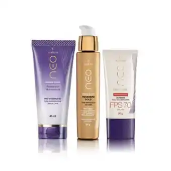 Kit restaurador multifuncional + serum facil gold total +protetor solar facial defense fps 70