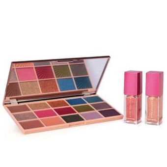Eudora Combo crystal: palette de sombras 16,5g + gloss rubi 7ml + gloss topázio 7ml oferta