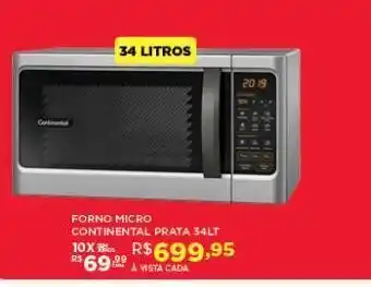 DB Supermercados Forno microondas continental prata 34l oferta