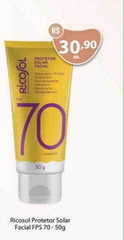 Tchê Farmácias Ricosol protetor solar facial fps 70 oferta