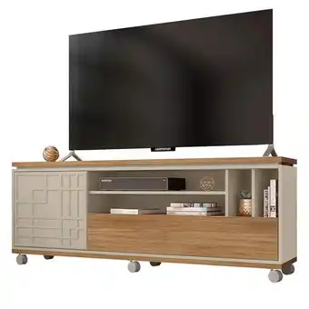 Pão de Açúcar Rack bancada para tv até 65 polegadas 2 portas 3d form buriti/off white - caemmun oferta