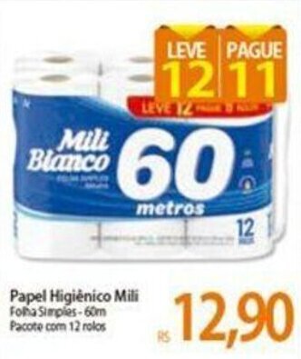 Atacadão Papel Higiénico Mili 60m oferta
