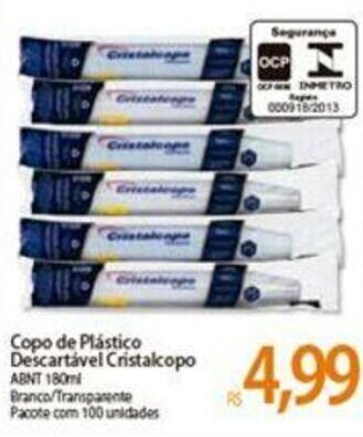 Copo de Plastico Descartavel Cristalcopo