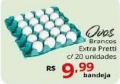 Ricoy Supermercados Ovos Brancos Extra Pretti c/ 20 unidades oferta